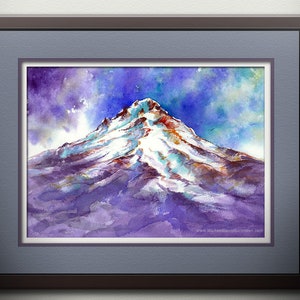 A Portrait of Mount Hood -UNFRAMED PRINT- Pacific Northwest Art, Mt Hood Watercolor Painting Print.  Oregon Wall Decor. Mt Hood Wall Art