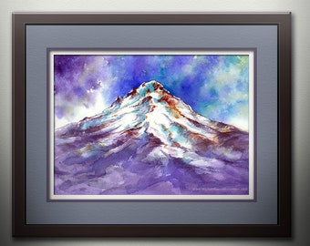 Mount Hood Watercolor Painting Print – Pacific Northwest Wall Art