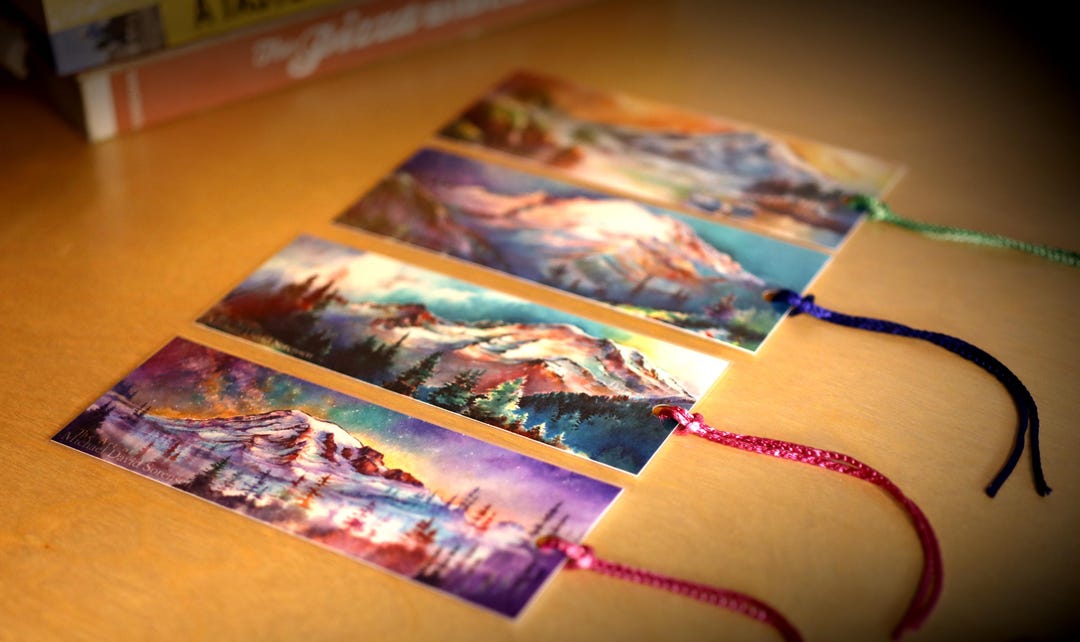 Mount Rainier Watercolor Bookmarks, Pacific Northwest Art Print - Etsy