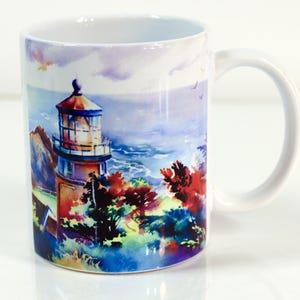 Heceta Head Lighthouse Watercolor Mug, Oregon Coast Mug, Heceta Head Light Print, Oregon Coast Gift, Lighthouse Gift, Lighthouse Mug