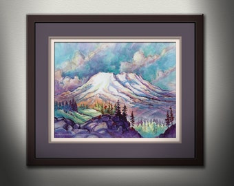 Mt St Helens Watercolor Painting. ORIGINAL Mountain Watercolor Painting Pacific Northwest Mountain Wall Art ORIGINAL Mt St Helens Wall Art