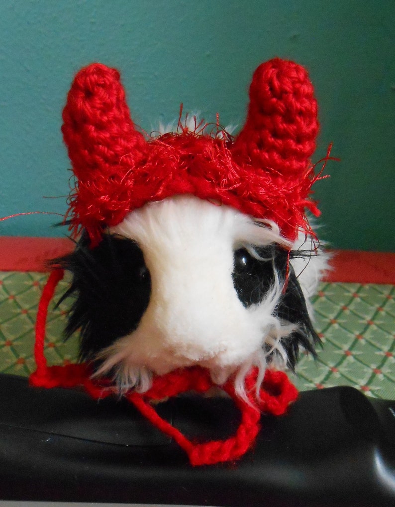 Guinea pig clothes Guinea pig Devil Hat Tiny pet Costume Crocheted Devil Horn Hat,for Bearded Dragon Halloween Guinea pig Costume