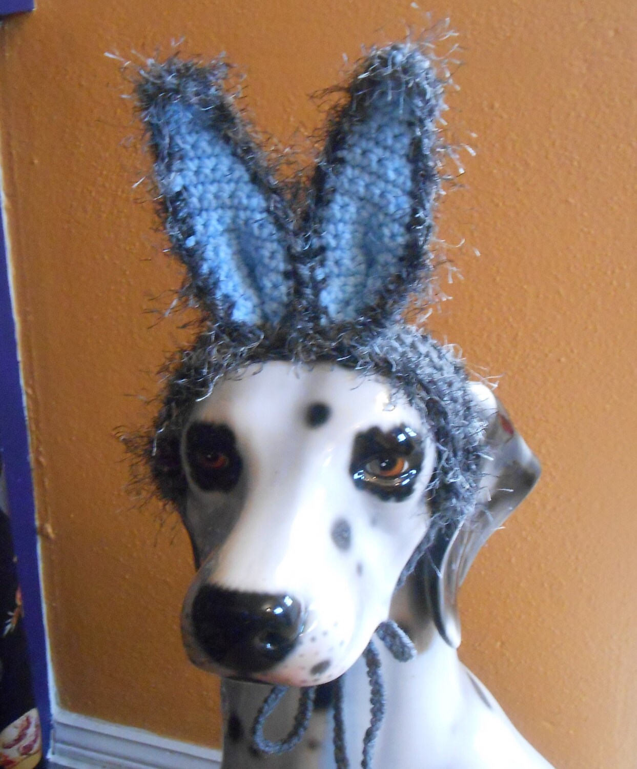Large Dog Bunny Ears Crocheted Bunny Ears Headband Gray Etsy