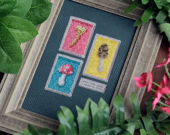 Patrón de punto de cruz de hongos estilo cottagecore (PDF) Galería de hongos paganos del bosque brujo