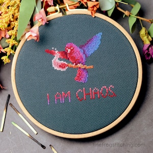 Snarky Bird Cross Stitch Pattern PDF Funny Dumpster Fire Gay Meme Chaos Bird