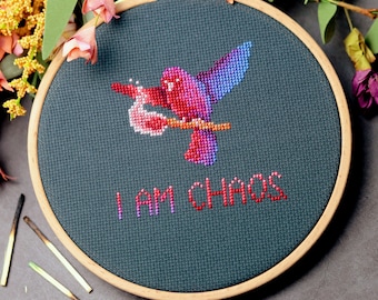 Snarky Bird Cross Stitch Pattern PDF Funny Dumpster Fire Gay Meme Chaos Bird