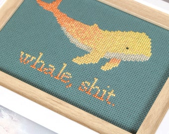 Whale, Shit - funny inappropriate whale cross stitch pattern PDF