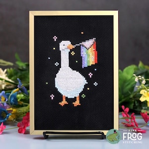 Gay Pride Goose Cross Stitch Pattern PDF Small Cute Duck Lgbt Progress Goose