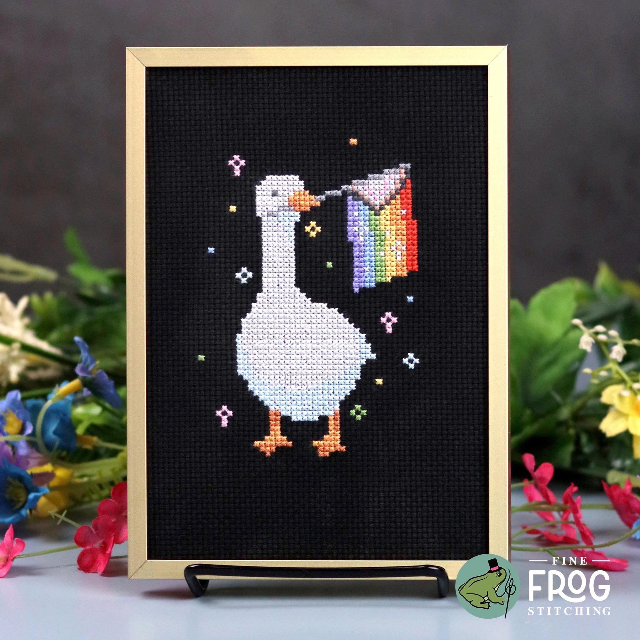 Gay Pride Goose Cross Stitch Pattern PDF Small Cute Duck Lgbt Progress Goose