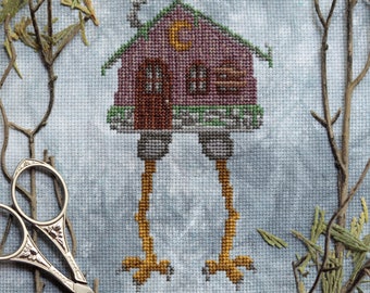 Walking Hut - witch house Baba Yaga cross stitch pattern PDF