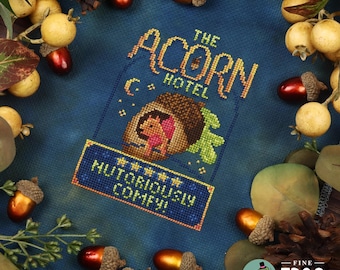 Fall Squirrel Acorn Cross Stitch Pattern PDF Acorn Autumn Woodland Acorn Hotel