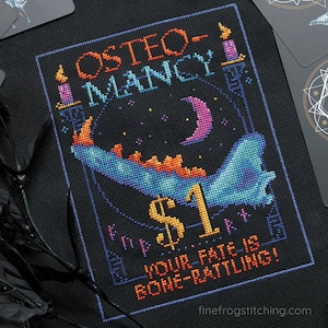 One-Dollar Osteomancy - mystical bone fortune teller cross stitch pattern PDF
