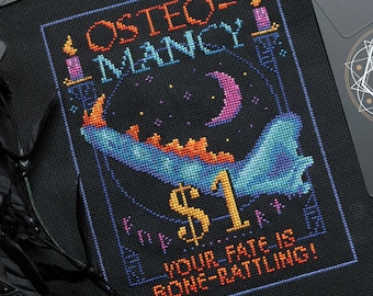 One-Dollar Osteomancy - mystical bone fortune teller cross stitch pattern PDF