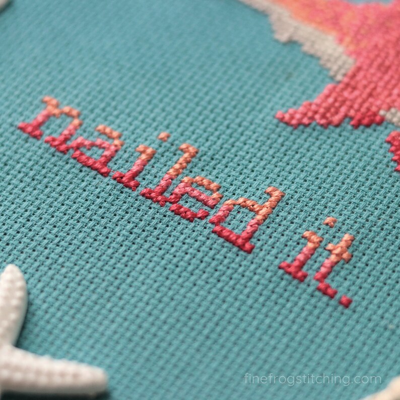 Funny Shark Cross Stitch Pattern PDF Snarky Ocean Whale Hammerhead Shark Nailed It Stitched Detail 1