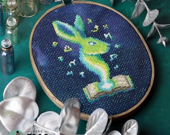 Hare Magical Rabbit Cross Stitch Pattern PDF Rabbit Fantasy Witchy Wizard Hare Of Glyphs