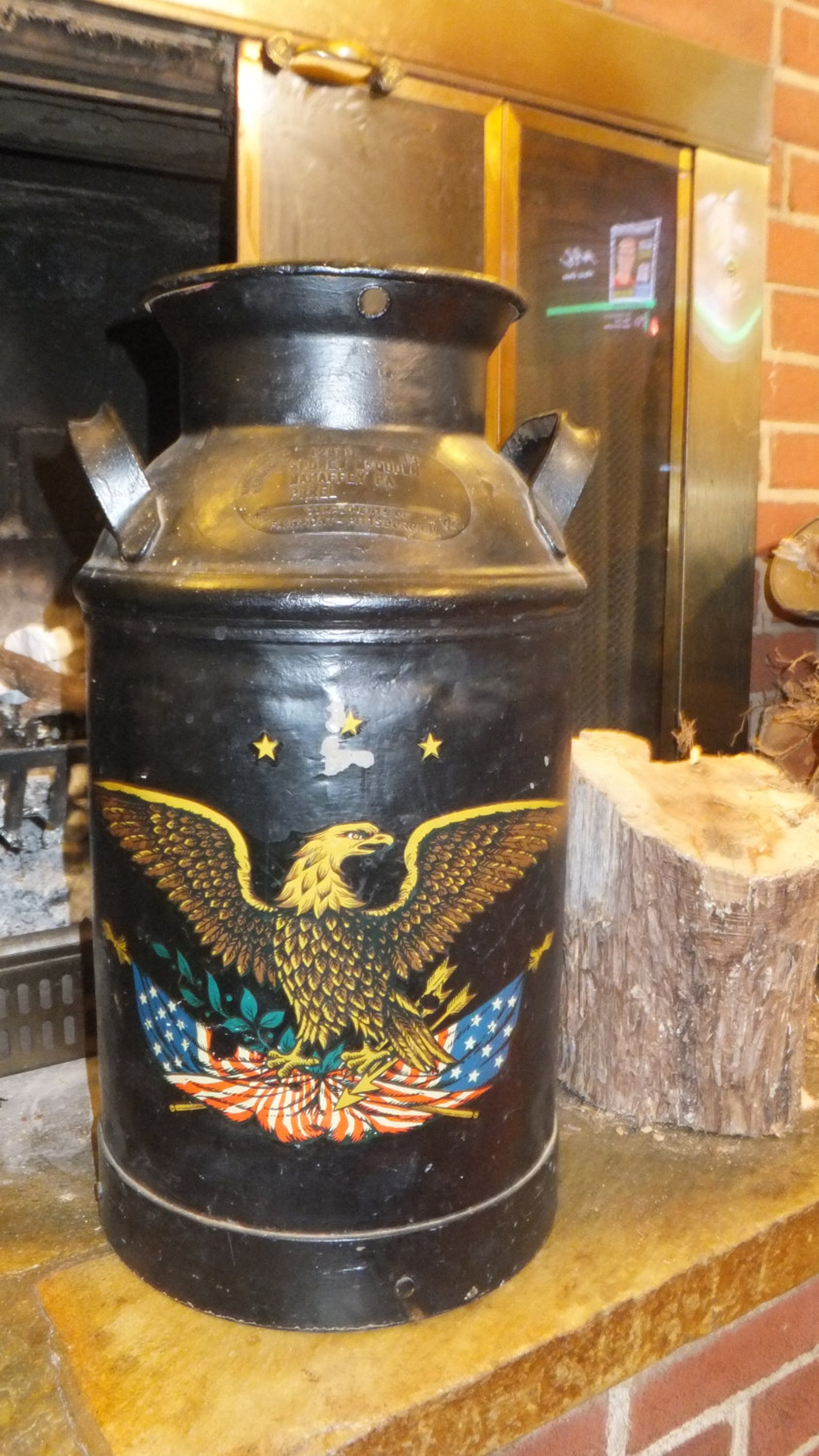 Antique Hand Painted Metal Milk Can Etsy