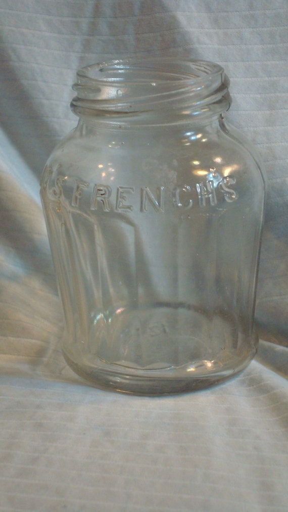 Items similar to French's Clear Glass Mustard Vintage Jar on Etsy
