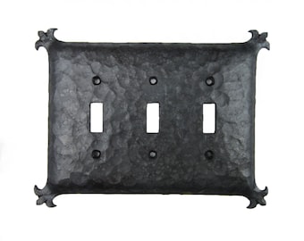 Rustic Spanish Revival Iron Triple Toggle Switch Plate EPH331