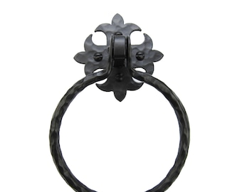 Rustic Spanish Fleur De Lis Wrought Iron Towel Ring BHR1