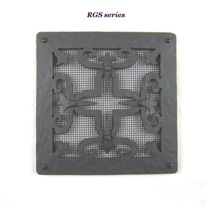 RGS series square Spanish style hammered wrought iron register vent grill screen