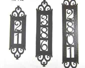 APV1 series Mediterranean Spanish Revival rustic hammered iron vertical address plaque