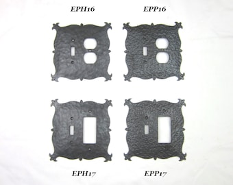 EP1 series Spanish revival rustic wrought iron double switchplate toggle and GFI or duplex