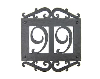 APH12 Mediterranean Spanish Revival style address plaque 2 number custom