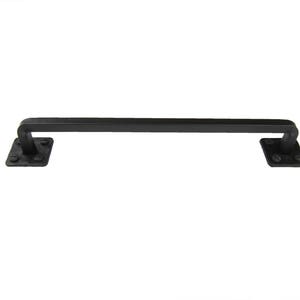 May include: Black metal door pull handle with square plates on each end.