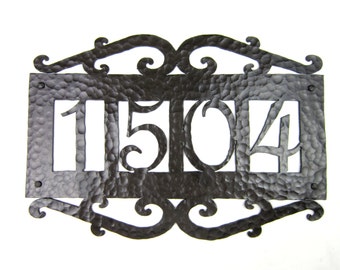 APH14 Rustic Mediterranean Spanish Revival style  address plaque 4 number custom