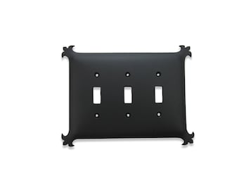 Classic Spanish Revival Iron Triple Toggle Switch Plate SEPH331