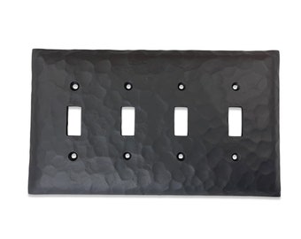 Rustic Farmhouse Iron Switch Plate Cover 4 Toggle Quad EPH541