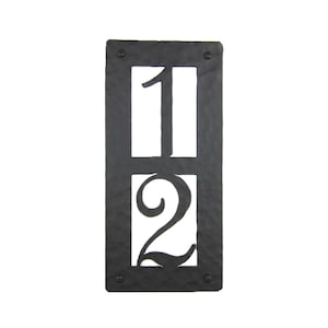Rustic Custom Hammered Wrought Iron Address Plaque Vertical APV22 (2number)