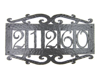 APH15 Mediterranean Spanish Revival style wrought iron address plaque 5 number custom
