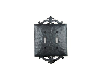 Spanish Revival Scroll Iron Switch Plate Double Toggle EPH24