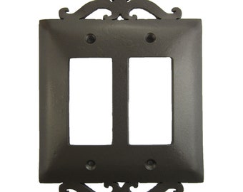 Classic Spanish Scroll Iron Switch Plate Double GFI Decora SEPH25