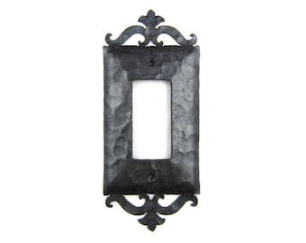 Rustic Spanish Revival Scroll Hammered Iron Switch Plate Cover GFI Style EP23