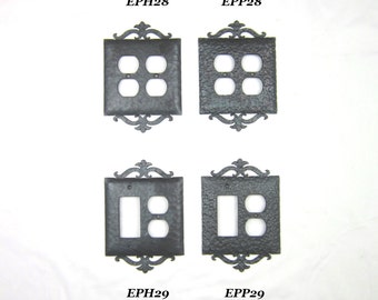 EP2 series Spanish revival scroll wrought iron switchplate double duplex or duplex and GFI