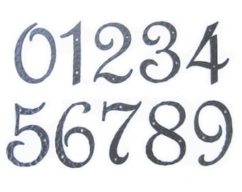 Rustic Mediterranean spanish revival style  hammered iron address numbers 4 inch