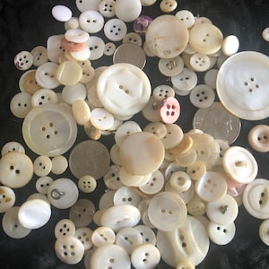 Vintage Mother of Pearl Buttons, Lot of 50 Antique Sewing Buttons