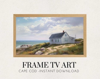 Cape Cod Cottage Landscape Oil Painting New England Coastal for Frame TV & Samsung TVs or Print - Digital Download Art Printable