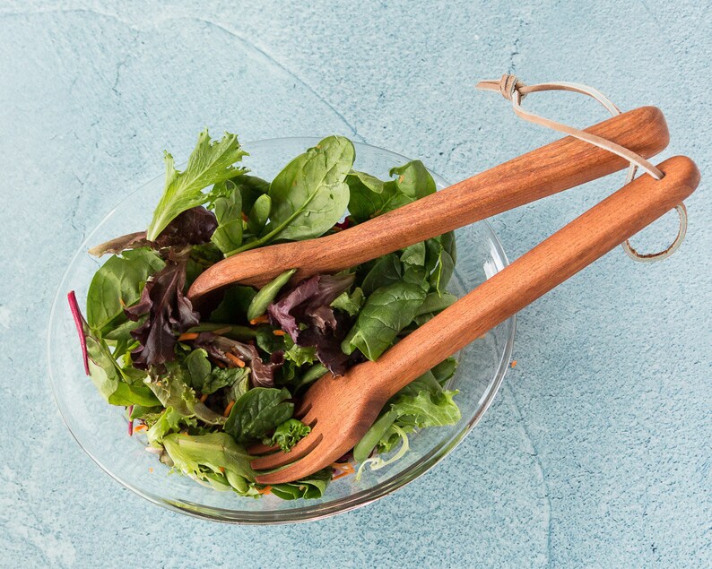Wood Salad Server Set Wood Kitchen Utensil Salad Serving Set Cooking Gift Salad Servers Wooden Salad Servers Salad Servers Mesquite