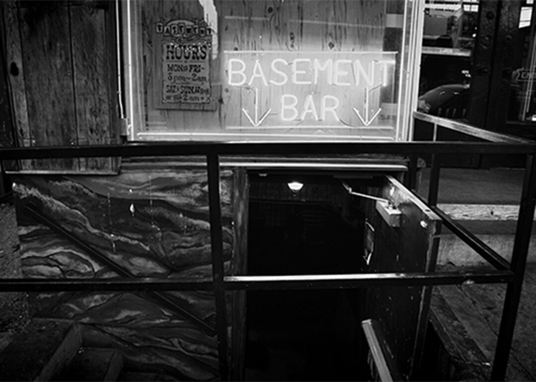 Basement Bar Art, Fort Worth Stockyards Photo, Black & White