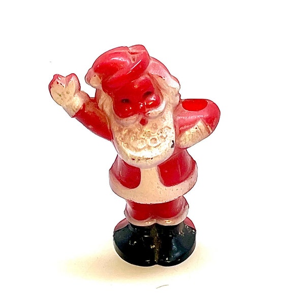 Rosbro Waving Santa Claus Candy Holder, Vintage Christmas, 1950s, Rosen, Hard Plastic, Sucker Holder, Toy, Candy Container,Retro,Collectible