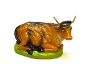 Vintage Cow Figurine, Putz, Nativity, Crèche, Composition, Italy, Hand Painted, 1950 39 s