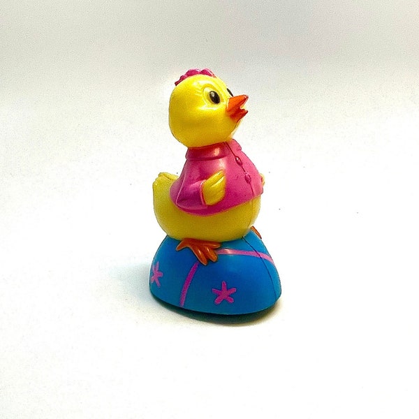 Vintage Easter Chick Riding an Egg Friction Drive Toy, Easter, Decoration, Easter Novelty, 1980