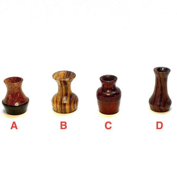 Miniature Turned Vases, Dollhouse, Artisan, Wood, Folk Art, Turned Wood, Handmade, Vintage, 1:12 Scale, 1970