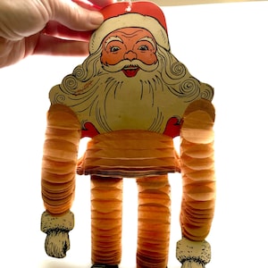 H E Luhrs Dancing Santa Claus with Accordion Arms & Legs 1940-50s, Christmas Decoration, Vintage Ephemera