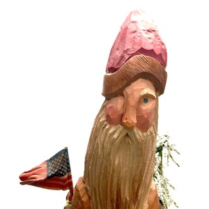 Vintage Santa Claus Sculpture, Wood Carved Art Doll, Old World Santa, Primitive, Handmade, OOAK, Folk Art, Wood, Artisan Signed/Dated, c1989