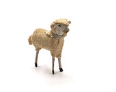 Sheep, Lamb, Composition, Toy, Animal, Germany, Putz , Felted Cotton, Stick Leg, 1910