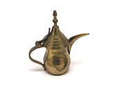 ARABIAN BRASS KETTLE - Traditional Dallah, Stylised Brass Kettle, From Bahrain, Persian Gulf State, Miniature